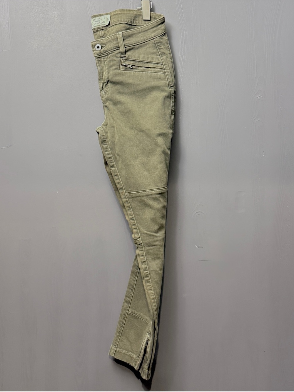 Lucky Brand Brooke Skinny Jeans Olive Wash Moto Zip Ankle Stretch Mid Rise 8